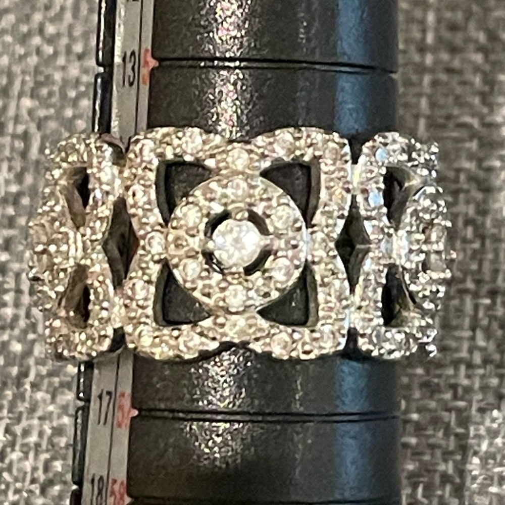 Beautiful sterling silver and cubic zirconia wide band ring